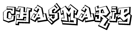 The clipart image depicts the word Chasmarie in a style reminiscent of graffiti. The letters are drawn in a bold, block-like script with sharp angles and a three-dimensional appearance.