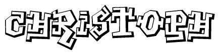 The clipart image depicts the word Christoph in a style reminiscent of graffiti. The letters are drawn in a bold, block-like script with sharp angles and a three-dimensional appearance.