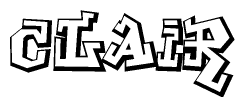 The clipart image depicts the word Clair in a style reminiscent of graffiti. The letters are drawn in a bold, block-like script with sharp angles and a three-dimensional appearance.