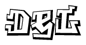 The clipart image features a stylized text in a graffiti font that reads Del.