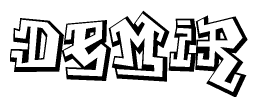 The clipart image depicts the word Demir in a style reminiscent of graffiti. The letters are drawn in a bold, block-like script with sharp angles and a three-dimensional appearance.