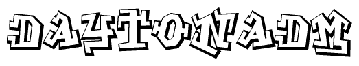 The clipart image depicts the word Daytonadm in a style reminiscent of graffiti. The letters are drawn in a bold, block-like script with sharp angles and a three-dimensional appearance.