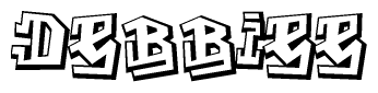The clipart image depicts the word Debbiee in a style reminiscent of graffiti. The letters are drawn in a bold, block-like script with sharp angles and a three-dimensional appearance.