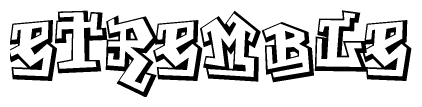 The clipart image depicts the word Etremble in a style reminiscent of graffiti. The letters are drawn in a bold, block-like script with sharp angles and a three-dimensional appearance.