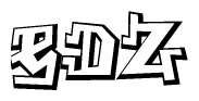 The image is a stylized representation of the letters Edz designed to mimic the look of graffiti text. The letters are bold and have a three-dimensional appearance, with emphasis on angles and shadowing effects.