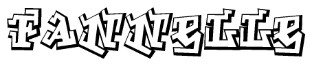 The image is a stylized representation of the letters Fannelle designed to mimic the look of graffiti text. The letters are bold and have a three-dimensional appearance, with emphasis on angles and shadowing effects.