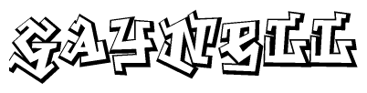 The clipart image depicts the word Gaynell in a style reminiscent of graffiti. The letters are drawn in a bold, block-like script with sharp angles and a three-dimensional appearance.