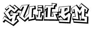 The clipart image depicts the word Guilem in a style reminiscent of graffiti. The letters are drawn in a bold, block-like script with sharp angles and a three-dimensional appearance.