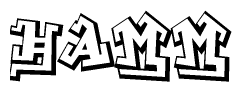 The image is a stylized representation of the letters Hamm designed to mimic the look of graffiti text. The letters are bold and have a three-dimensional appearance, with emphasis on angles and shadowing effects.