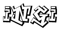 The image is a stylized representation of the letters Ingi designed to mimic the look of graffiti text. The letters are bold and have a three-dimensional appearance, with emphasis on angles and shadowing effects.