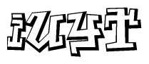 The image is a stylized representation of the letters Iuyt designed to mimic the look of graffiti text. The letters are bold and have a three-dimensional appearance, with emphasis on angles and shadowing effects.