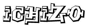 The clipart image depicts the word Ichizo in a style reminiscent of graffiti. The letters are drawn in a bold, block-like script with sharp angles and a three-dimensional appearance.