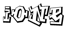 The clipart image depicts the word Ione in a style reminiscent of graffiti. The letters are drawn in a bold, block-like script with sharp angles and a three-dimensional appearance.