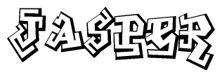 The clipart image depicts the word Jasper in a style reminiscent of graffiti. The letters are drawn in a bold, block-like script with sharp angles and a three-dimensional appearance.