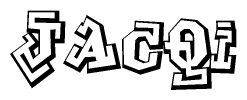 The image is a stylized representation of the letters Jacqi designed to mimic the look of graffiti text. The letters are bold and have a three-dimensional appearance, with emphasis on angles and shadowing effects.