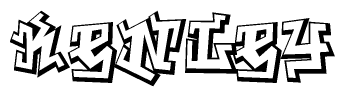 The image is a stylized representation of the letters Kenley designed to mimic the look of graffiti text. The letters are bold and have a three-dimensional appearance, with emphasis on angles and shadowing effects.