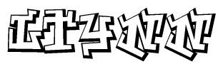 The image is a stylized representation of the letters Ltynn designed to mimic the look of graffiti text. The letters are bold and have a three-dimensional appearance, with emphasis on angles and shadowing effects.