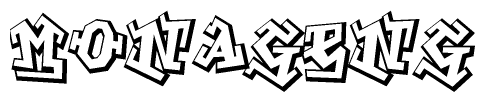 The clipart image features a stylized text in a graffiti font that reads Monageng.