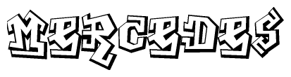 The clipart image features a stylized text in a graffiti font that reads Mercedes.