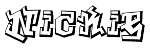The clipart image depicts the word Nickie in a style reminiscent of graffiti. The letters are drawn in a bold, block-like script with sharp angles and a three-dimensional appearance.