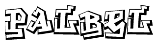 The clipart image depicts the word Palbel in a style reminiscent of graffiti. The letters are drawn in a bold, block-like script with sharp angles and a three-dimensional appearance.