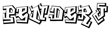 The clipart image features a stylized text in a graffiti font that reads Penderj.