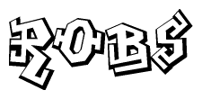 The clipart image depicts the word Robs in a style reminiscent of graffiti. The letters are drawn in a bold, block-like script with sharp angles and a three-dimensional appearance.