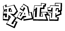 The image is a stylized representation of the letters Ralf designed to mimic the look of graffiti text. The letters are bold and have a three-dimensional appearance, with emphasis on angles and shadowing effects.