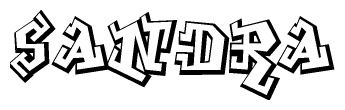 The clipart image depicts the word Sandra in a style reminiscent of graffiti. The letters are drawn in a bold, block-like script with sharp angles and a three-dimensional appearance.
