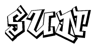 The clipart image features a stylized text in a graffiti font that reads Sun.