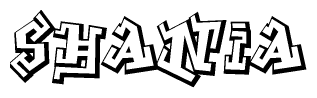 The clipart image depicts the word Shania in a style reminiscent of graffiti. The letters are drawn in a bold, block-like script with sharp angles and a three-dimensional appearance.