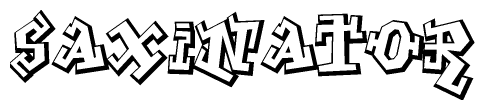 The image is a stylized representation of the letters Saxinator designed to mimic the look of graffiti text. The letters are bold and have a three-dimensional appearance, with emphasis on angles and shadowing effects.