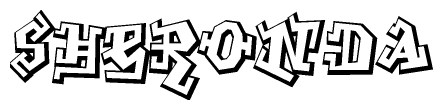 The clipart image depicts the word Sheronda in a style reminiscent of graffiti. The letters are drawn in a bold, block-like script with sharp angles and a three-dimensional appearance.