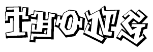 The image is a stylized representation of the letters Thong designed to mimic the look of graffiti text. The letters are bold and have a three-dimensional appearance, with emphasis on angles and shadowing effects.