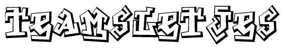 The clipart image features a stylized text in a graffiti font that reads Teamsletjes.