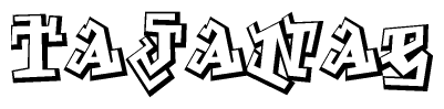 The clipart image depicts the word Tajanae in a style reminiscent of graffiti. The letters are drawn in a bold, block-like script with sharp angles and a three-dimensional appearance.