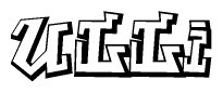 The clipart image depicts the word Ulli in a style reminiscent of graffiti. The letters are drawn in a bold, block-like script with sharp angles and a three-dimensional appearance.