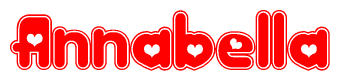 The image displays the word Annabella written in a stylized red font with hearts inside the letters.