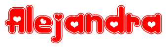 The image displays the word Alejandra written in a stylized red font with hearts inside the letters.
