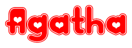 The image displays the word Agatha written in a stylized red font with hearts inside the letters.