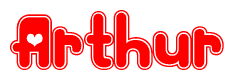 The image displays the word Arthur written in a stylized red font with hearts inside the letters.