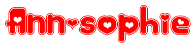 The image is a clipart featuring the word Ann-sophie written in a stylized font with a heart shape replacing inserted into the center of each letter. The color scheme of the text and hearts is red with a light outline.