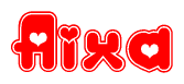 The image displays the word Aixa written in a stylized red font with hearts inside the letters.