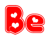 The image displays the word Be written in a stylized red font with hearts inside the letters.