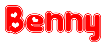 The image displays the word Benny written in a stylized red font with hearts inside the letters.