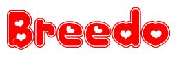 The image displays the word Breedo written in a stylized red font with hearts inside the letters.