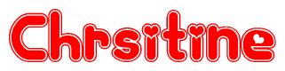 The image is a clipart featuring the word Chrsitine written in a stylized font with a heart shape replacing inserted into the center of each letter. The color scheme of the text and hearts is red with a light outline.