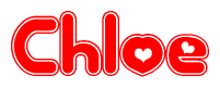 The image displays the word Chloe written in a stylized red font with hearts inside the letters.