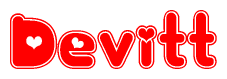 The image displays the word Devitt written in a stylized red font with hearts inside the letters.
