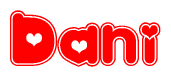 The image displays the word Dani written in a stylized red font with hearts inside the letters.